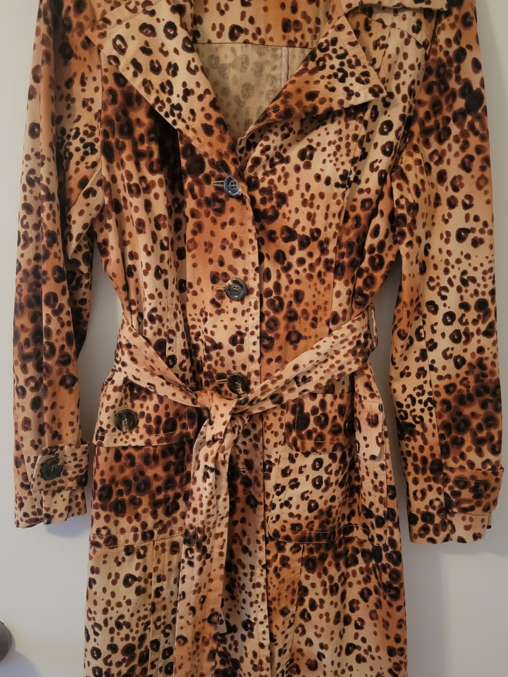 Bandolino Leopard Print Trench Coat in Tan and Brown